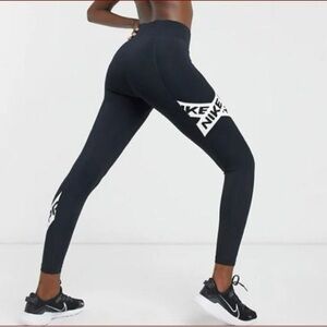 Nike Women's Black and White Logo Leggings
